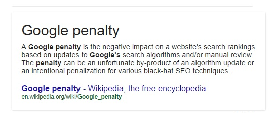 google penalty definition